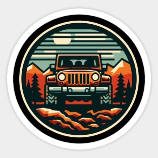 Jeep Wrangler JK Orange in Mountains Sticker